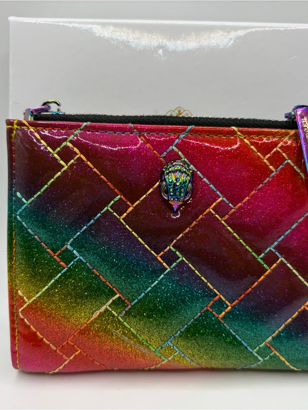 Kurt Geiger Iridescent Rainbow Quilted Wristlet - Multicolor